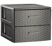 Plastic Forte - Cajonera de Plástico Volga Rattan Antracita / Wengué / Blanco Decoración Hogar Oficina