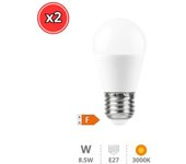 Gsc Evolution Bombilla LED GSC Esférica G45 E27 8.5W - Luz Cálida, Blanca y Neutra - 4200K, 3000K y 6000K - Pack de 2