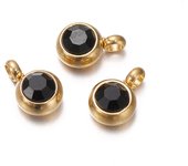 10Pcs 6mm Stainless Steel Birthstones Charms Pendants Rhinestone Crystal Beads Pendant for Necklace Bracelet Jewelry Making