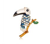 Cute animal imitation bird colorful parrot brooch shiny crystal metal pin men's and women's daily party pin jewelry gifts