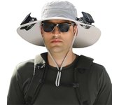 Sombrero de ala ancha con ventilador solar para hombre, sombrero de pesca al aire libre con ventilador solar y carga USB
