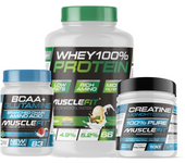 MUSCLEFIT PACK Súper Ahorro: Proteína Whey 2kg, Creatina Monohidrato 300g, Glutamina, BCAA 500g, Regalo