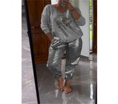 Cross-border hot-selling suit, hot stamping sequined top and trousers, shiny and fashionable personality suit