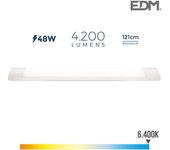 REGLETA ELECTRONICA LED 48W 6400K LUZ FRIA 4200lm 12x121x3,1cm EDM