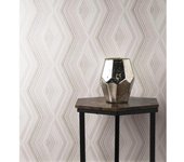 Muestra DIN A4 de Papel pintado lavable geométrico moderno rombo zigzag beige - Nordic Dimension 680933 de GAULAN