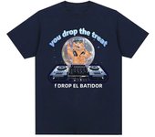 You drop the treat I drop the beat Funny Cat DJ Print Crew Neck T-shirt Casual Loose Short Sleeve Fashion Women's Clothing