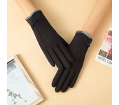 Guantes cálidos de otoño e invierno para mujer para conducir, montar al aire libre, coche eléctrico, protección contra el frío, terciopelo, lindo lazo de estilo coreano para mujer.