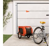 vidaXL Remolque de bicicleta mascotas hierro tela Oxford naranja negro