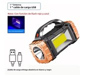High Power Rechargeable LED Flashlight Multifunctional Portable Light with Side Light Waterproof Multiple Lighting Modes