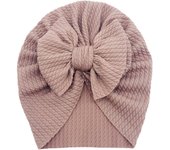 Gorro de bebé con lazo de doble capa de nuevo estilo de otoño e invierno europeo y americano, gorro tipo jersey para bebé, gorro indio, gorro para niños, 18*21 cm, negro