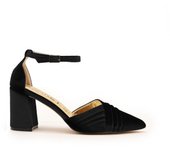 AZAREY - Zapatos de salón de Terciopelo  con Correa al Tobillo - Zapatos de tacón cómodos de fiesta para mujer - Perfectos para bodas y eventos