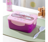 Cartoon Lunch Box Mug Set Portable Plastic Bento Box with Fork Kid's Lunch Box Food Storage Container Food Holder