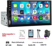 HIPPBQCC 7" Car Radio 1 Din MP5 Player Touch Screen Multimedia FM ISO Power Aux Input USB Bluetooth Mirror Link Universal Autora