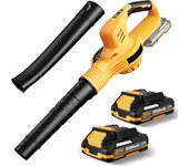 Soplador de hojas inalámbrico de 21 V y 3000 W, 2 baterías, 2 velocidades, soplador de hojas eléctrico de 3000 W, soplador de polvo, 17 000 r/min - 200 km/h, ideal para el cuidado del césped, el jardín y el soplado de hojas