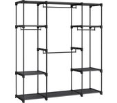 SONGMICS Armario de Ropa, Perchero, Burro Ropa, 43 x 151 x 166 cm, 4 Secciones para Colgar, con Compartimentos, Gran Capacidad, para Dormitorio, Salón, Lavandería, Negro