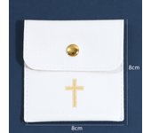 1/10Pcs Rosary Pouch with Gold Cross Imprint Design Beautiful Leather Case, Leather Jewelry Travel Bag Leather Jewelry Pouch