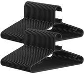 SONGMICS Juego de 50 Perchas de Plástico, Percha Que Ahorra Espacio, Perchas Ligeras, para Pantalones, Abrigos, Vestidos, Negro/ Blanco