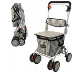 Mobiclinic® Carro de la compra con asiento Andador plegable Coliseo Monomando Acero Respaldo y Asiento acolchado Marca Española Sistema de frenado con Bolsa de la compra Ruedas 360º