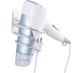Soporte para secador de pelo montado en la pared, soporte para secador de pelo sin perforaciones, soporte para secador de pelo de baño de aleación de aluminio con adhesivo y gancho para cable