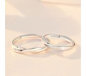 Fashion Couple Rings Set Silver Color Simple Opening Adjustable Finger Ring Light Luxury Jewelry For Women Men Anniversary Gift