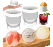 Molde para bolas de hielo de fusión lenta apilable de grado alimenticio para hacer cubitos de hielo de whisky en cócteles, Beyondraw Ice Maker, Beyond Draw Ice Ball Mold, Sphere Whisky Ice Cubes Mold, apilable Round Ice Cube Mold