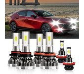 Compatible con Mazda 3 Sport 2010-2013 9005 H11 Bombillas de luz antiniebla de luz alta/baja H11 Pulg and Play IP68 Paquete de 6