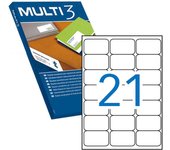 Multi3 pack de 2.100 etiquetas blancas cantos romos tamaño 63.5x38.1mm con adhesivo permanente para multiples usos