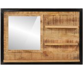 Espejo con estantes Madera de Mango y Vidrio 80x8x55 cm, Espejo de maquillaje