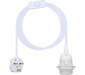 1-Pack 2/3M EU/UK Plug in Pendant Light Extension Hanging Lantern Cord Cable with On/Off Switch Control Lamp Fit E27 Socket