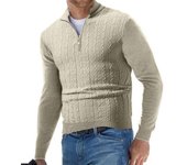 Streetwear Mens Half Zipper Pullover Sweaters Long Sleeve Knitted Solid Color Sweaters Men Oversized Breathable Sweater Men