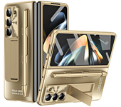 Plating Hinge with Pen 360 Full Screen Protector AG Matte Case for Samsung Galaxy Z Fold 6 5 4 3 5G Shockproof Kickstand Cover