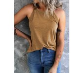 Women's Summer Sleeveless Halter Tee Shirts Crew Neck Workout Tank Tops Casual Plain Cami Shirts