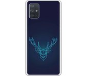 Funda compatible con Samsung Galaxy A71 - Be Unique Funda Gel reno azul geométrico