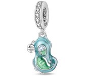 Summer 925 Silver Color Shell Pearl Fishtail Luminous Ocean Series Charms Beads Fit Pandora 925 Original Bracelets DIY Jewelry