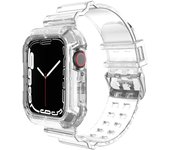 Case+Strap for Apple Watch Band 44mm 40mm 45mm 41mm 42mm 38mm Accessories Transparent Silicone Bracelet iWatch series 8 3 6 se 7