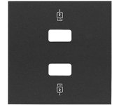 Simon 100 | Tapa para cargador USB 2 conectores 5Vdc tipo A negro mate 10001096-238