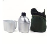 3PCS/Set Military Canteen Cookware Multi-Functional Water Bottle with Grab Handled Cup Canvas Cover Bag Outdoor Camping Hiking