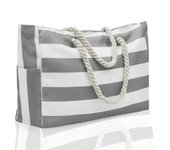 Striped Canvas Beach Bag, Large Capacity Shopping Bag, Fashion Travel Tote Bag, Ideal for Beach, Travel and Camping