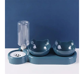 Pet Cat Bowl Automatic Feeder Water Dispenser Dog Cat Food Bowl with Drinking Raised Stand Double Dish Bowls for Cats Dogs Pet