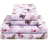 Juego de sábanas Queen con diseño floral, sábanas con estampado de Flores naranjas, sábanas Queen con estampado de microfibra suave, 4 piezas, sábanas Queen with Bolsillo profundo de 15"