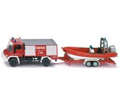 Siku Unimog Bombero y Barco de Rescate Escala 1:87 Metal - Detalles Realistas