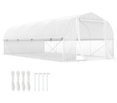 Outsunny Invernadero de Exterior 6x3x2 m Invernadero de Túnel con 8 Ventanas Cubierta de PE Anti-UV y Puerta Enrollable con Cremallera Paredes Laterales con Malla Blanco