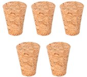 Tradineur - Pack de 5 tapones cónicos de corcho para cerrar botellas de cristal, botes, frascos, vino, aceite, bares, restaurantes, hogar,  23 x 14 x 30 mm