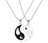 Tai Chi Yin Yang Couple Bracelets Alloy Pendant Adjustable Braid Chain Bracelet Necklace Matching Lover Bracelets Necklaces