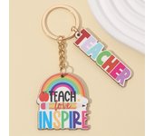 1Pcs New Wooden Graduation Season Pencil Rainbow Keychain English Letter Teacher Pendant Teacher's Day Gift