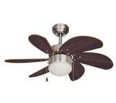 EDM Ventilador de Techo EDM Aral Wengue/Níquel Satinado 50W Ø76cm - 33984 Techo Electrodomésticos Ventiladores