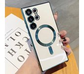 Luxury Plating Transparent For Magsafe Case For Samsung Galaxy S22 S23 Ultra Plus Wireless Charging Silicone Shockproof Cover