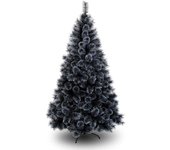 Árbol de Navidad Negro con Nieve Artificial Natural y Rellenado