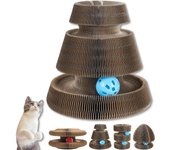 Rascador para gatos Kitty Curls, juguete para gatos Kitty Curls con pelota, herramientas plegables con imán tipo acordeón para mascotas (Estilo A)