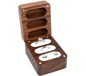 Black walnut wedding ring Jewelry box High-end small exquisite storage box Necklace stud box Exchange gift three slots